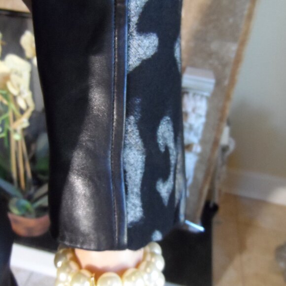 Diane Von Furstenberg Black Leather Skirt /Wool/Leather Moto Jacket Set Size 2/4 - Picture 10 of 16